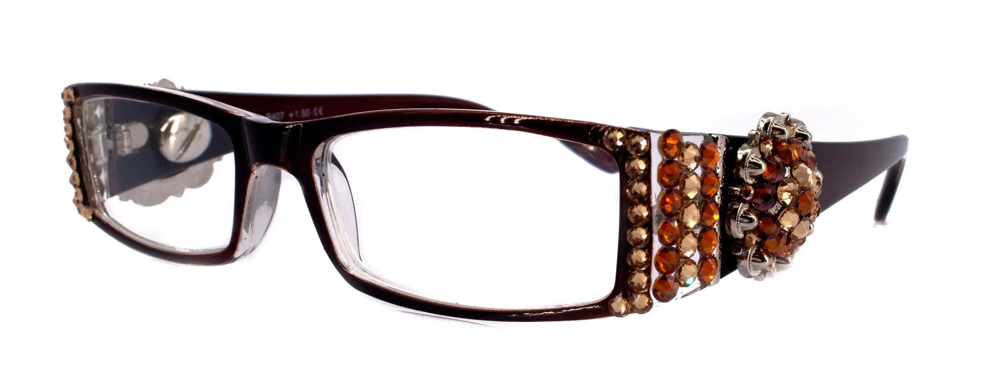 The Medallion, (Bling) Reading Glasses for Women W (Light Colorado, Cooper) Genuine European Crystals  (Brown) Berry Concho NY Fifth Avenue 