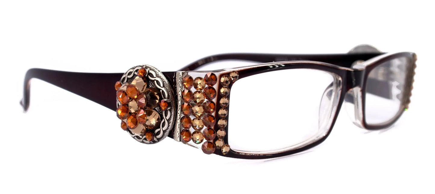 The Medallion, (Bling) Reading Glasses for Women W (Light Colorado, Cooper) Genuine European Crystals Western Concho NY Fifth Avenue 