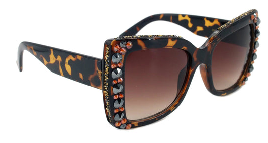 The Monarch, (Bling) Women Sunglasses W (Hematite, Cooper) Genuine European Crystals, 100% UV Protection. Cat Eye. NY Fifth Avenue