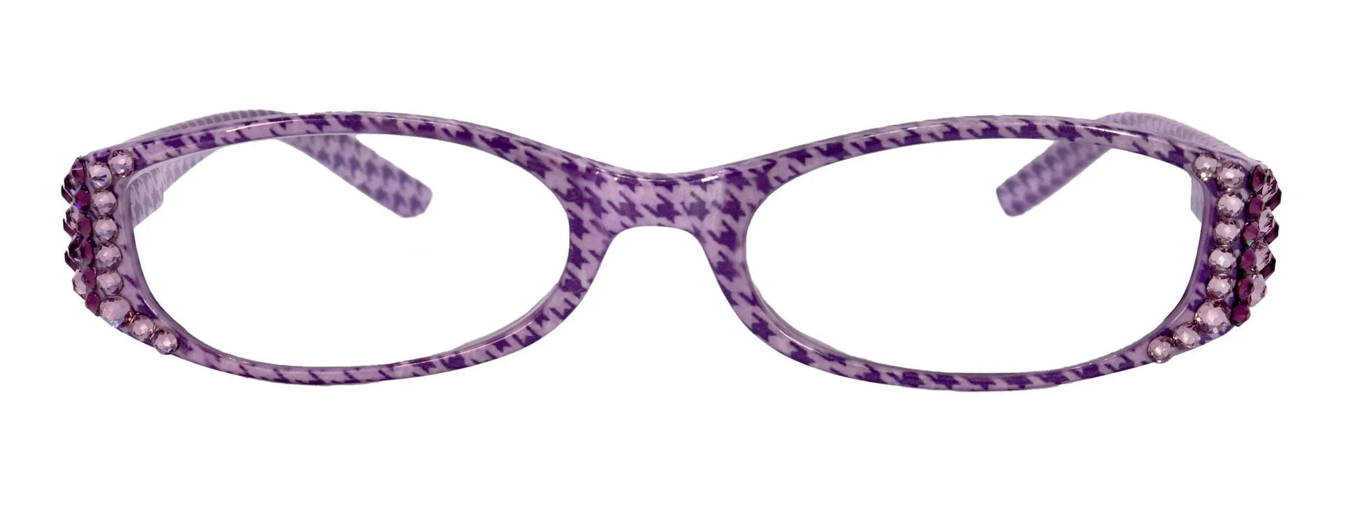 The Scottish, (Bling) Reading Glasses Embellished w (Amethyst)   (Hounds Tooth Check) Rectangular (Purple) NY Fifth Avenue 