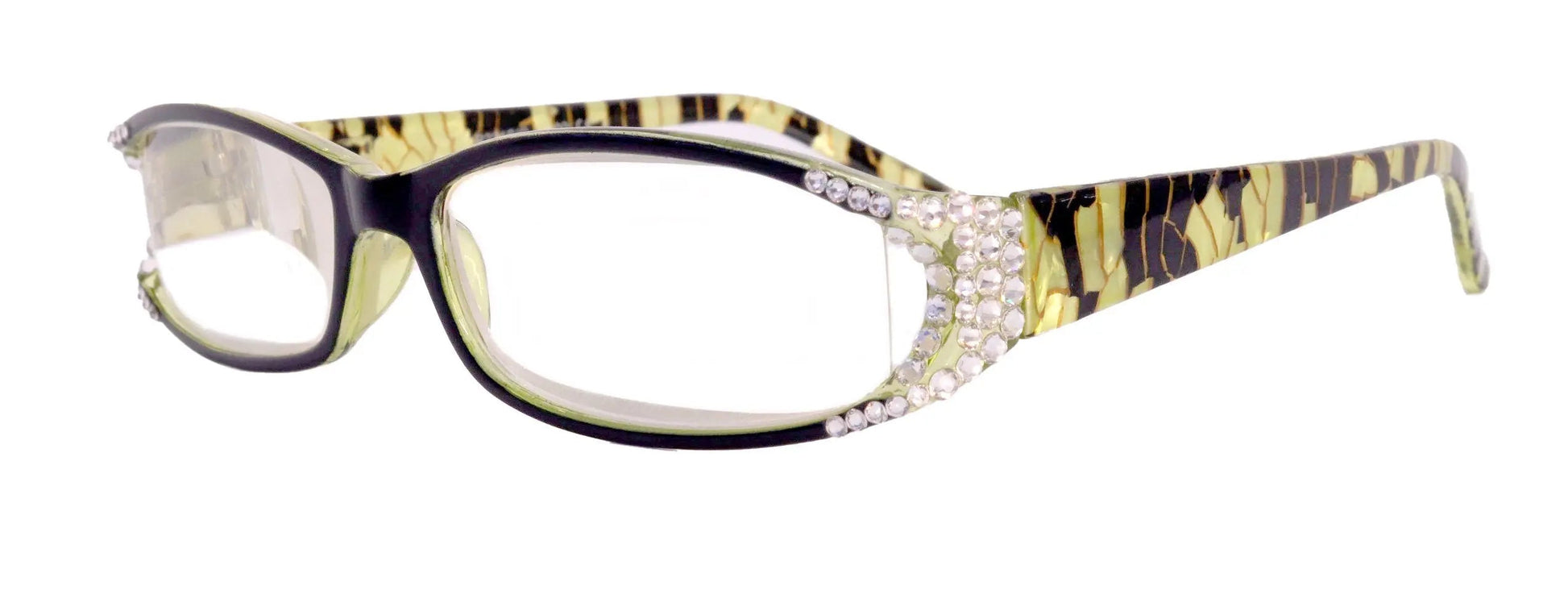Tuscany, (Bling) Reading Glasses For Women Adorned W (Clear)    (Black, Green) Marble Rectangular, NY Fifth Avenue 