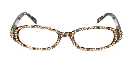 Isabella, (Bling) Reading Glasses Women W (Full All Over) (L. Colorado, Hematite) Genuine European Crystals (Leopard) NY Fifth Avenue 