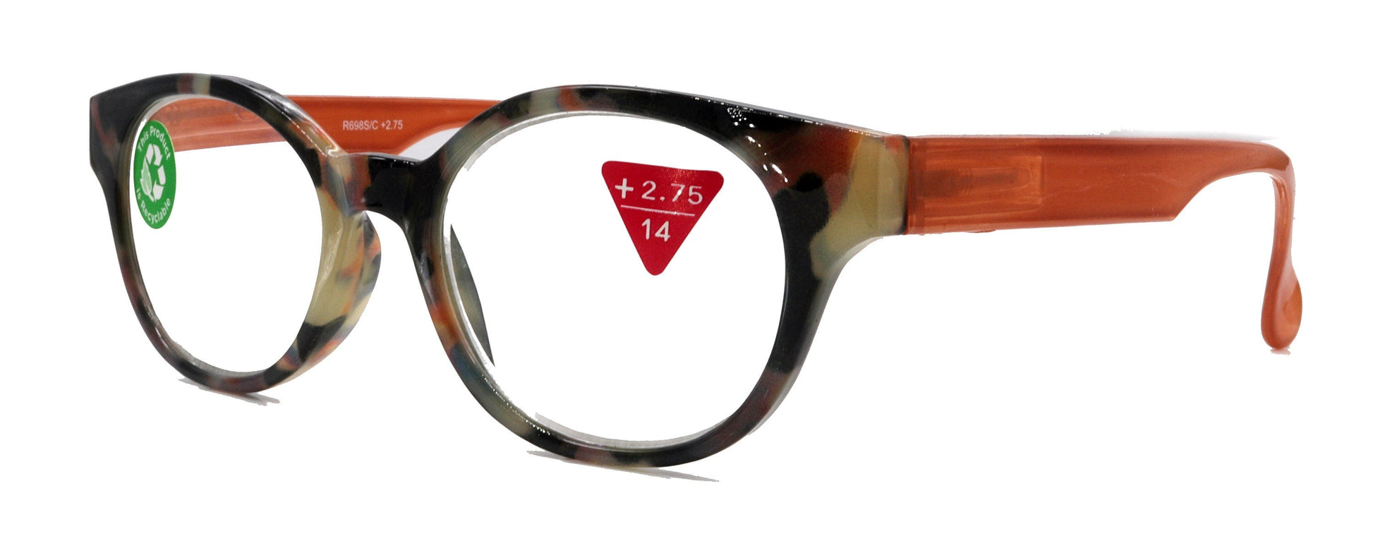 Sally, (Premium) Reading Glasses High End Readers +1.25..+3 Magnifying Glasses, Round Optical Frames (Tortoise Brown Orange) NY Fifth Avenue