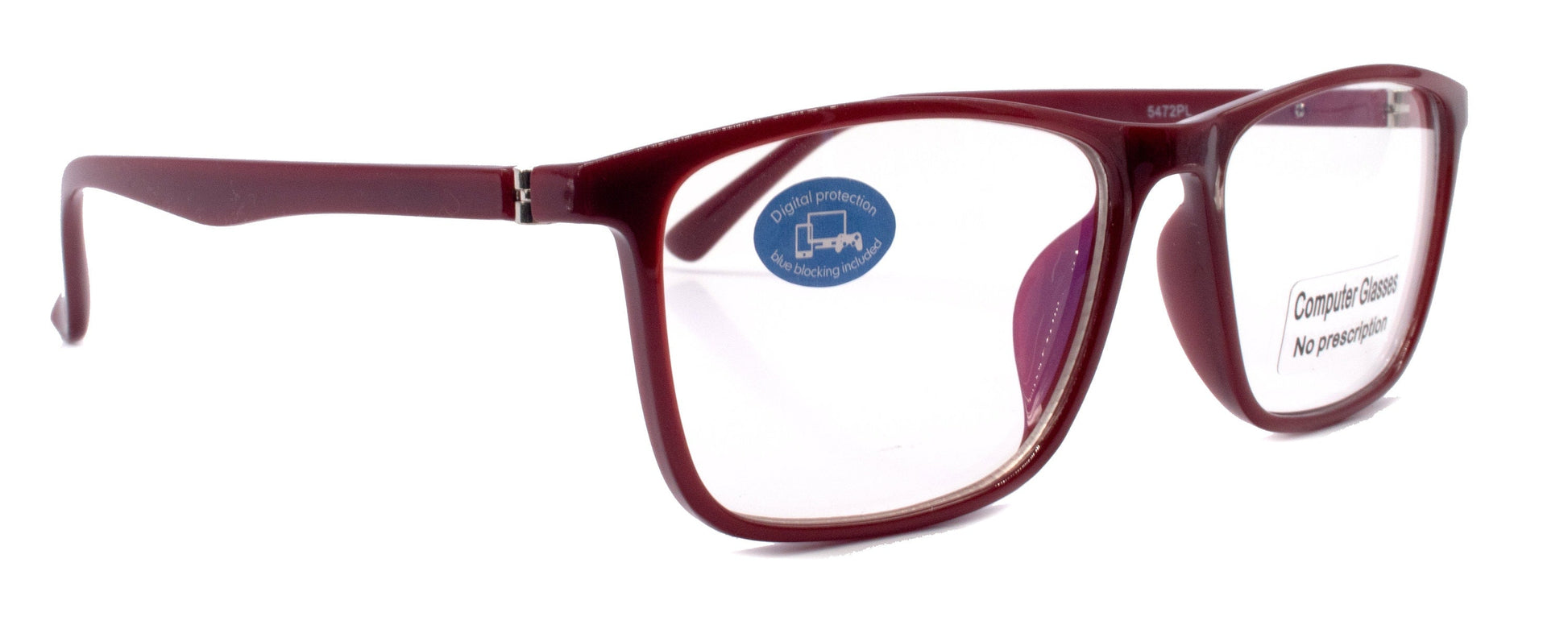 Vista, (Blue Light Glasses) w AR Coating (Anti Glare) Filter, (Burgundy, Square) Reading Glasses, No prescription, Gamers NY Fifth Avenue 