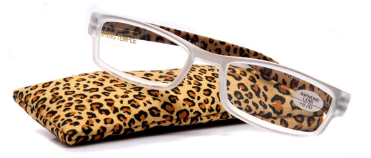 Xena, (Premium) Reading Glasses, Square Readers Clear Frosted +1.25.. +6 High / Strong Magnifying Eyeglasses (Brown Leopard) NY Fifth Avenue
