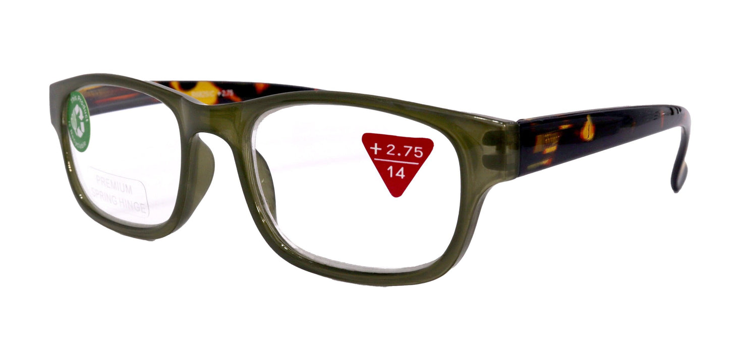 Premium Reading Glasses High End Reading Glass +1.25 to +6.00 magnifying glasses, Square. optical Frames