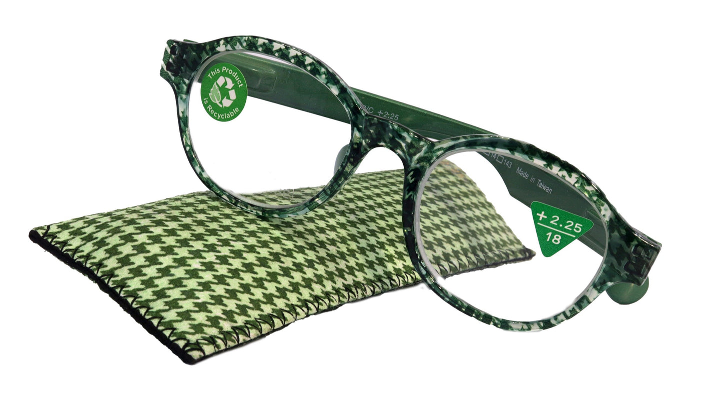 Premium Reading Glasses High End Reading Glass +1.25 to +6 magnifying glasses, Round. optical Frames