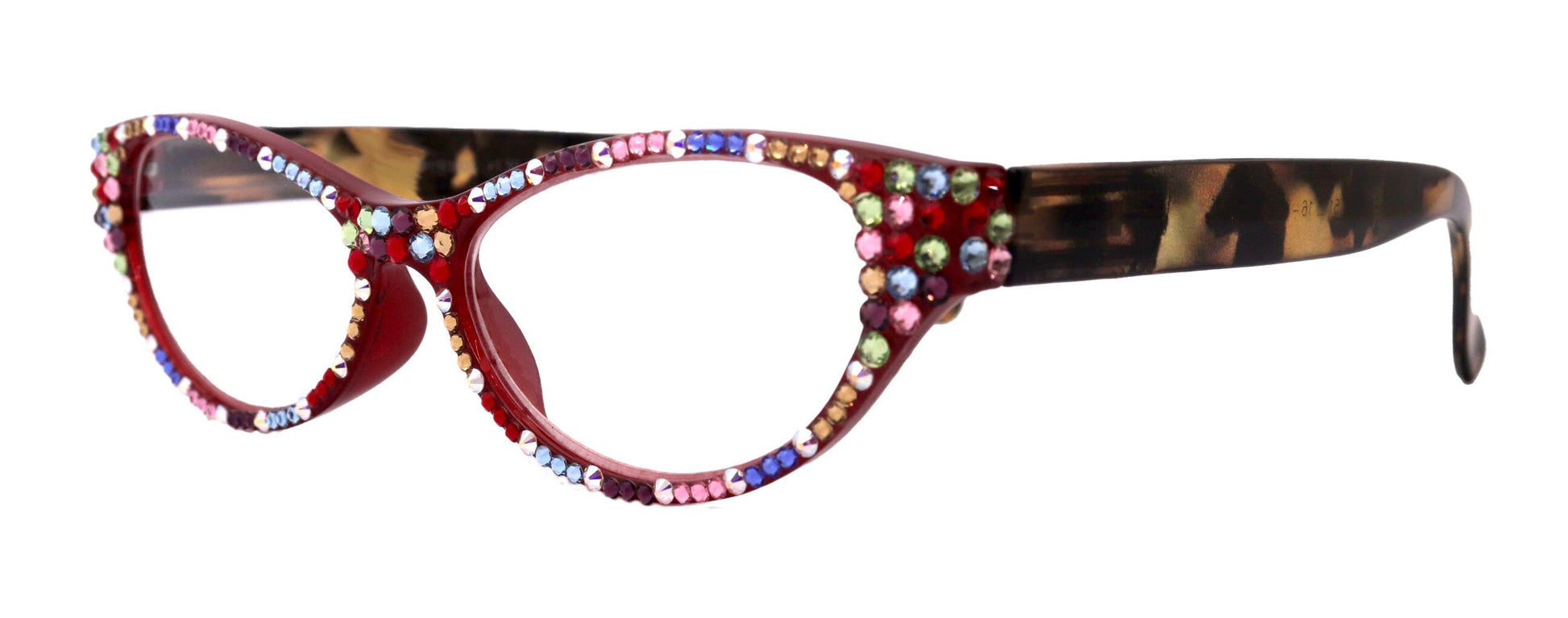 Zoe, Bling Reading Glasses Women W Genuine European Crystals (Full Crystal) (Red Cat Eye) Multi,  NY Fifth Avenue. 